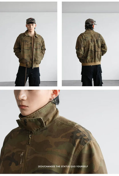 camouflage cargo motorcycle jacket men streetwear hip hop fashion retro loose casual short bomber jacket girl boyfriend coat unique cargo style 701