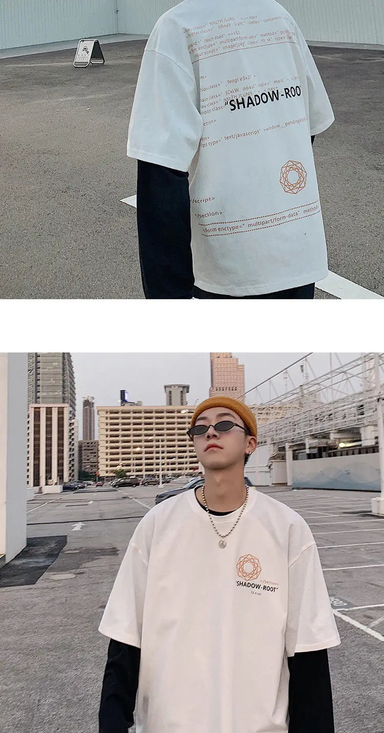 Summer quarter-sleeved men's T-shirt ins clothes trend Korean style loose mid-sleeve short-sleeved T-shirt half-sleeved T shirts Street King Limited