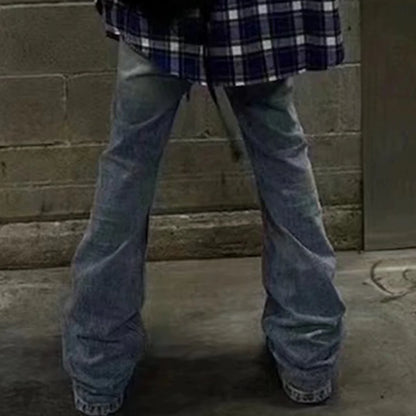 mens blue flared jeans fashion designer loose denim pants 2024 new fashion casual jeans trousers vintage washed jeans