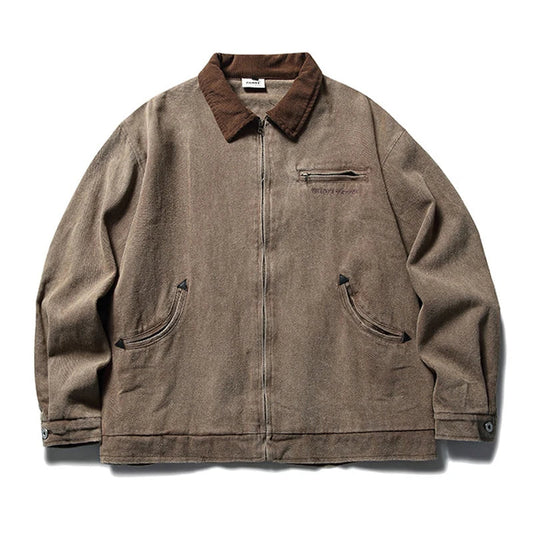 vintage denim jacket men loose casual zipper coat harajuku hip hop streetwear jackets trendy design jacket for men stacked flare jeans