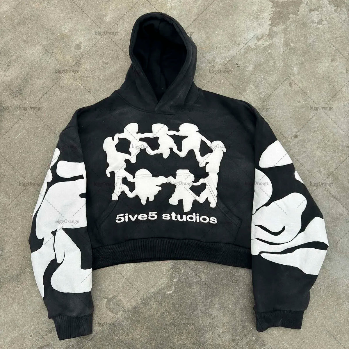 Retro Gothic Trend Letter Pattern Printed Oversized Hoodie Men's Fashion Loose Versatile Pocket Pullover Sweatshirt Women Street King Limited