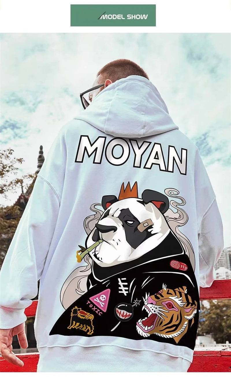Wicked Panda Funny Graphic Print Men Pullover Hoodies 2025 Autumn Japanese Hip Hop Sweatshirts Casual Y2K Hoodie Streetwear Street King Limited