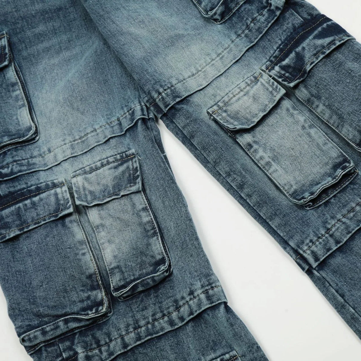 vintage multi pocket jeans mens harajuku cargo denim pants retro hip hop straight loose jean pants men clothing utility cargo pants