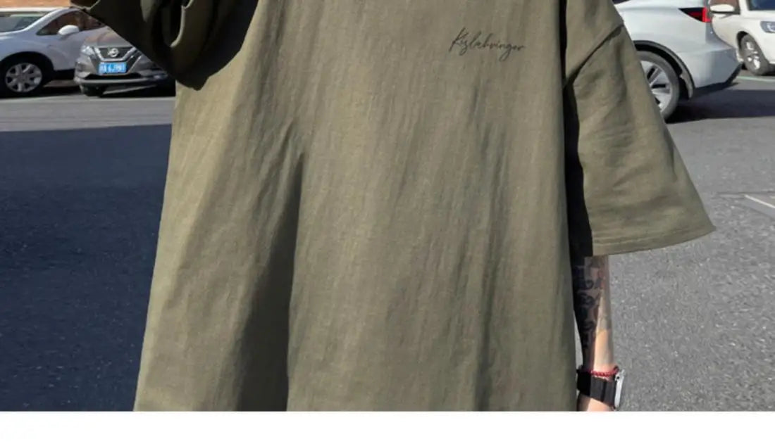 Loose American retro dark green t-shirt men's trendy summer short-sleeved European and American high street half-sleeved tops Street King Limited