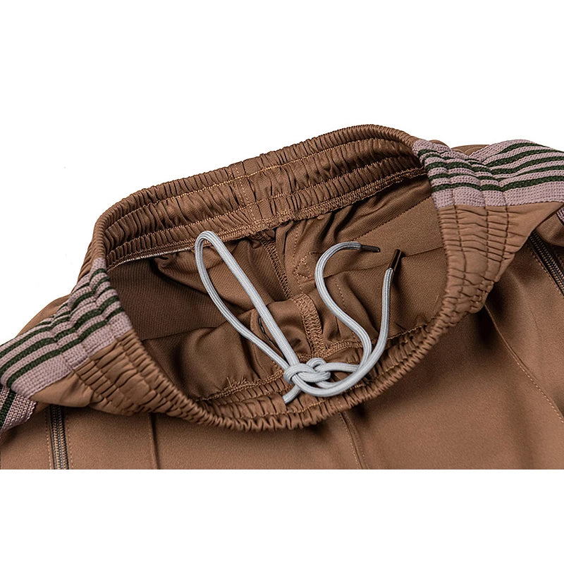 good quality brown motion casual pants men woman lovers trend side edge weaving embroidery drawstring loose trousers menswear bottoms