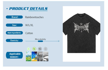 Rainbowtouches 2022 Summer Half-Sleeve T-Shirt Unisex High Street Vintage Graphic T Shirts Loose Casual Street Fashion Hip Hop Street King Limited