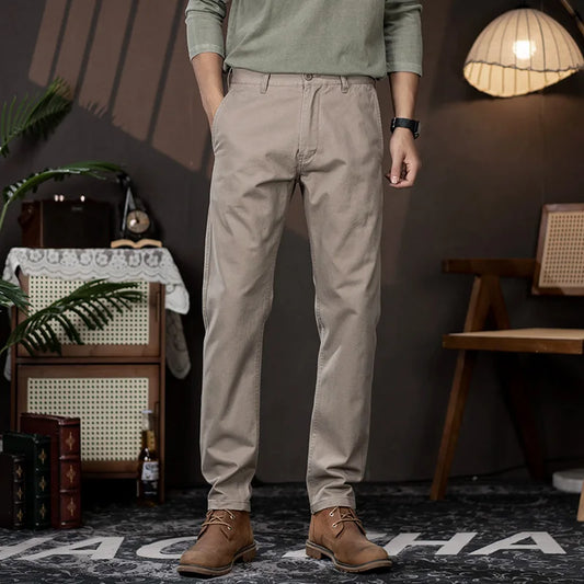 men business casual fashion pure cotton commute pants japanese streetwear amikaji fashion straight cargo pant trouser baggy cargo bottoms