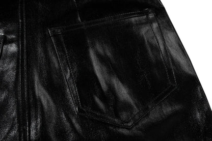 high street wide leg glossy pu leather pants sashes boot cut men and wome straight baggy casual jeans oversized flared trousers unique jeans style 3644