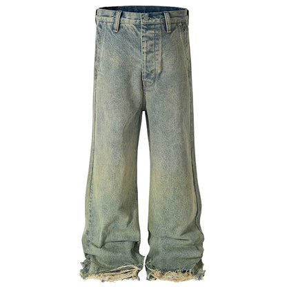 men vintage jeans distressed retro loose straight denim pants 2024 man ro style jeans trousers unique jeans style 826