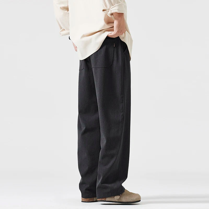 simple casual pants mens spring autumn loose fashion straight wide leg plus size pants cityboy streetwear trousers menswear bottoms