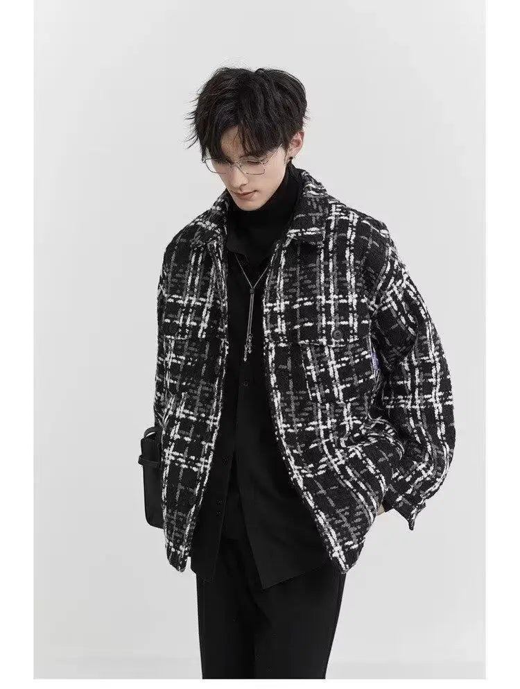 Spring and Autumn High Street Men and Women Trendy Personalized Plaid Collar Jacket Couple Retro Korean Coat Harajuku Top y2k Street King Limited