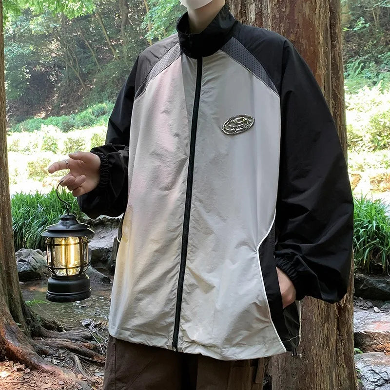 new sport charge jacket mens korean trend color blocking quick drying thin coats summer outdoor sunscreen casual windbreaker unique default style 1925