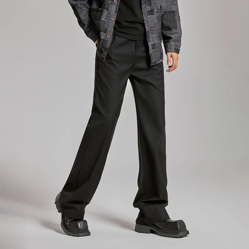 extended length edition men streetwear fashion hip hop vibe straight black pant casual business suit long pants trousers menswear bottoms