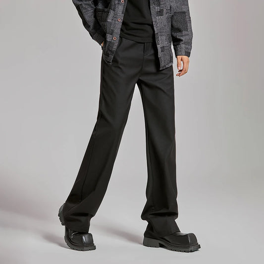 extended length edition men streetwear fashion hip hop vibe straight black pant casual business suit long pants trousers menswear bottoms