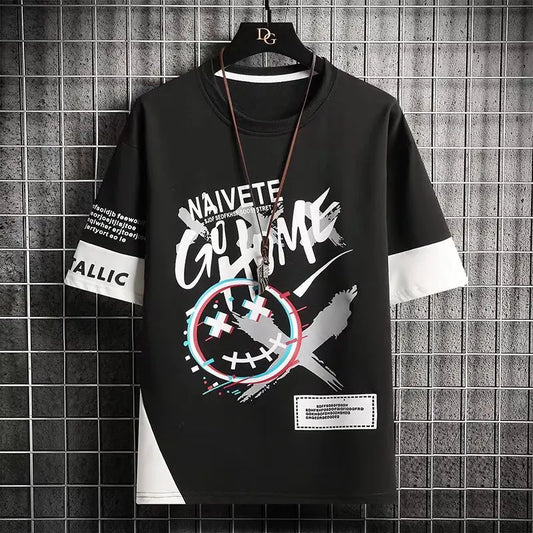 Summer Men's T Shirts Fashion Harajuku Printing Short Sleeve Tops Tee Men Casual Men Clothing Japan Streetwear Trend T Shirt Men Street King Limited