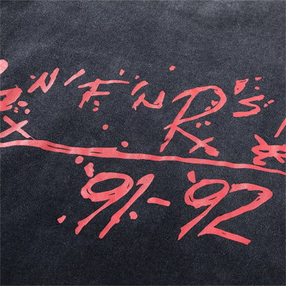 Summer Guns and Roses American Style Vintage High Quality Casual Short Sleeved T-shirt Cartoon Print High Version High Street Street King Limited