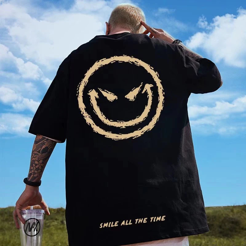 Summer Smile Print graphic t shirts Harajuku Fashion Casual Cool T-shirt Men Women Streetwear Funny T Shirt y2k clothes Street King Limited