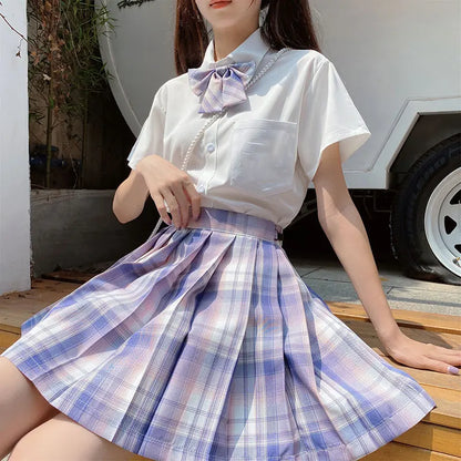 Jk Uniforms Gyaru School Uniform for Girl Student Pleated Skirt Uniform Set Women Short Sleeve Bow Tie Seifuku Japanese Style Street King Limited