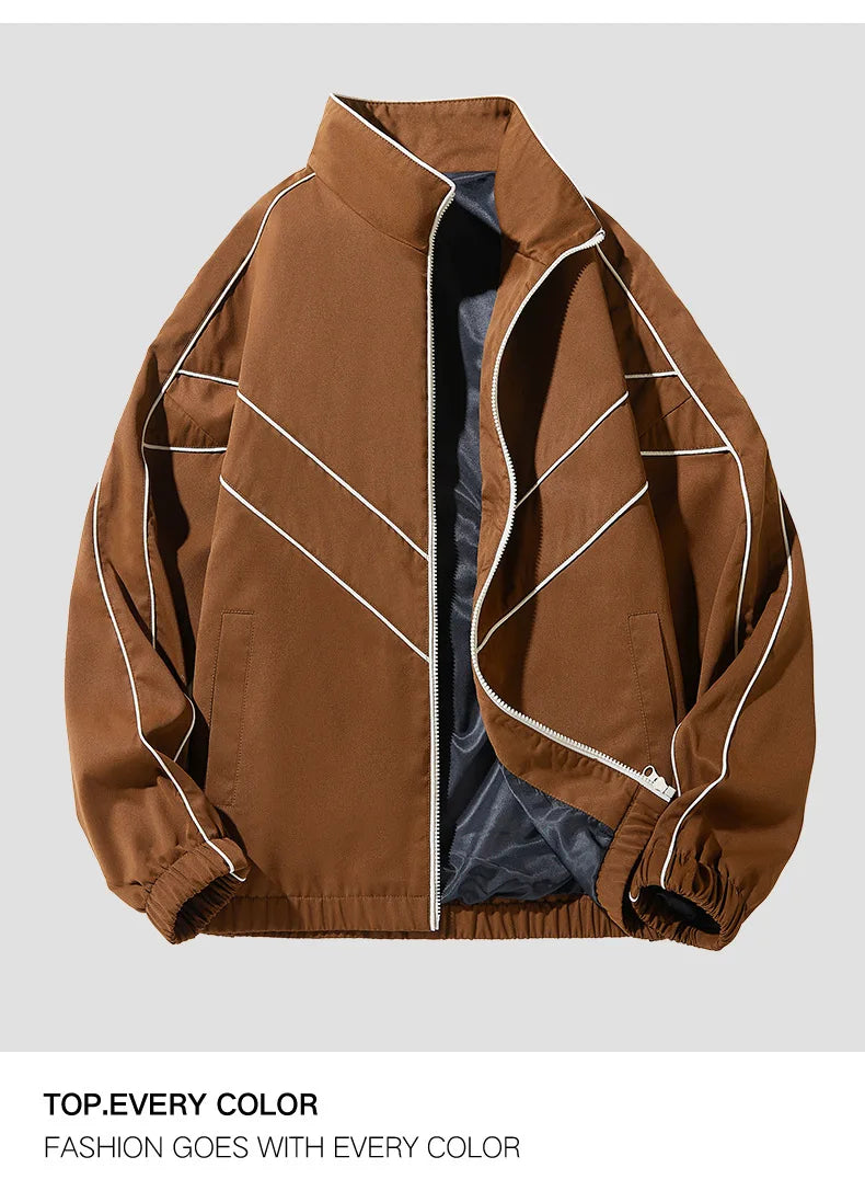 mens casual jackets oversized outdoor stand collar baseball coat spring casual varsity coat running fashion windbreaker unisex unique default style 3834