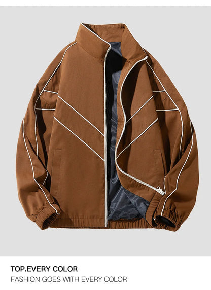 mens casual jackets oversized outdoor stand collar baseball coat spring casual varsity coat running fashion windbreaker unisex unique default style 3834