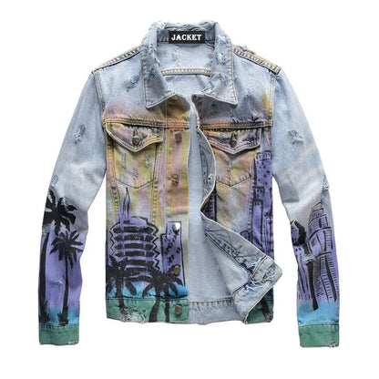 new 2023 gentleman men long chemist embroidered coconut graffiti denim baseball coats jackets abstract digital coat warm 72 unique jeans style 4608