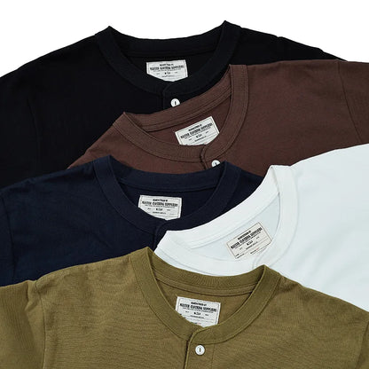 Summer Men's Heavy Cotton T Shirt Solid Color Round Neck Short Sleeve Basic Shirt TopTees Male Leisure Knitted Henry Tshirt Street King Limited