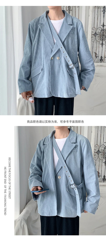 Streetwear Men's Fashion Cotton Suit Blazer Breathable And Comfortable 2023 Autumn Street Handsome Casual Oversize Suit Jacket Street King Limited