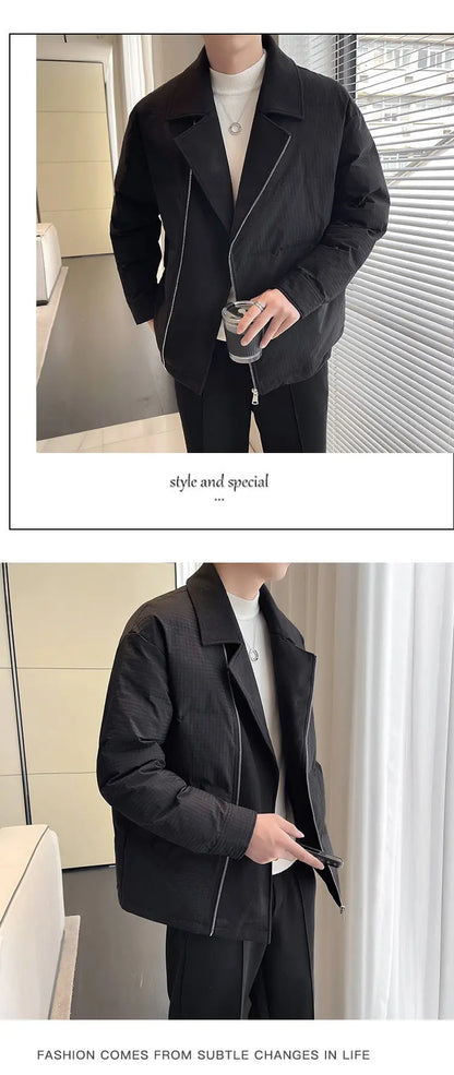 winter suit collar splice cotton padded jacket men business casual fashion plus size parkas jacket thick warm coat man outerwear unique default style 1489