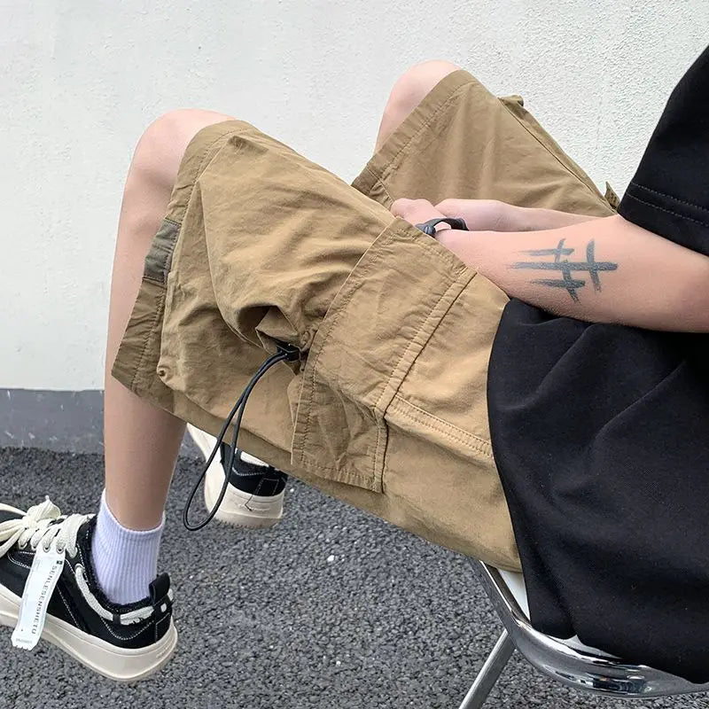 Korean style functional casual work shorts men summer Y2K street hip hop casual trendy brand ins mid pants beach sports pants Street King Limited