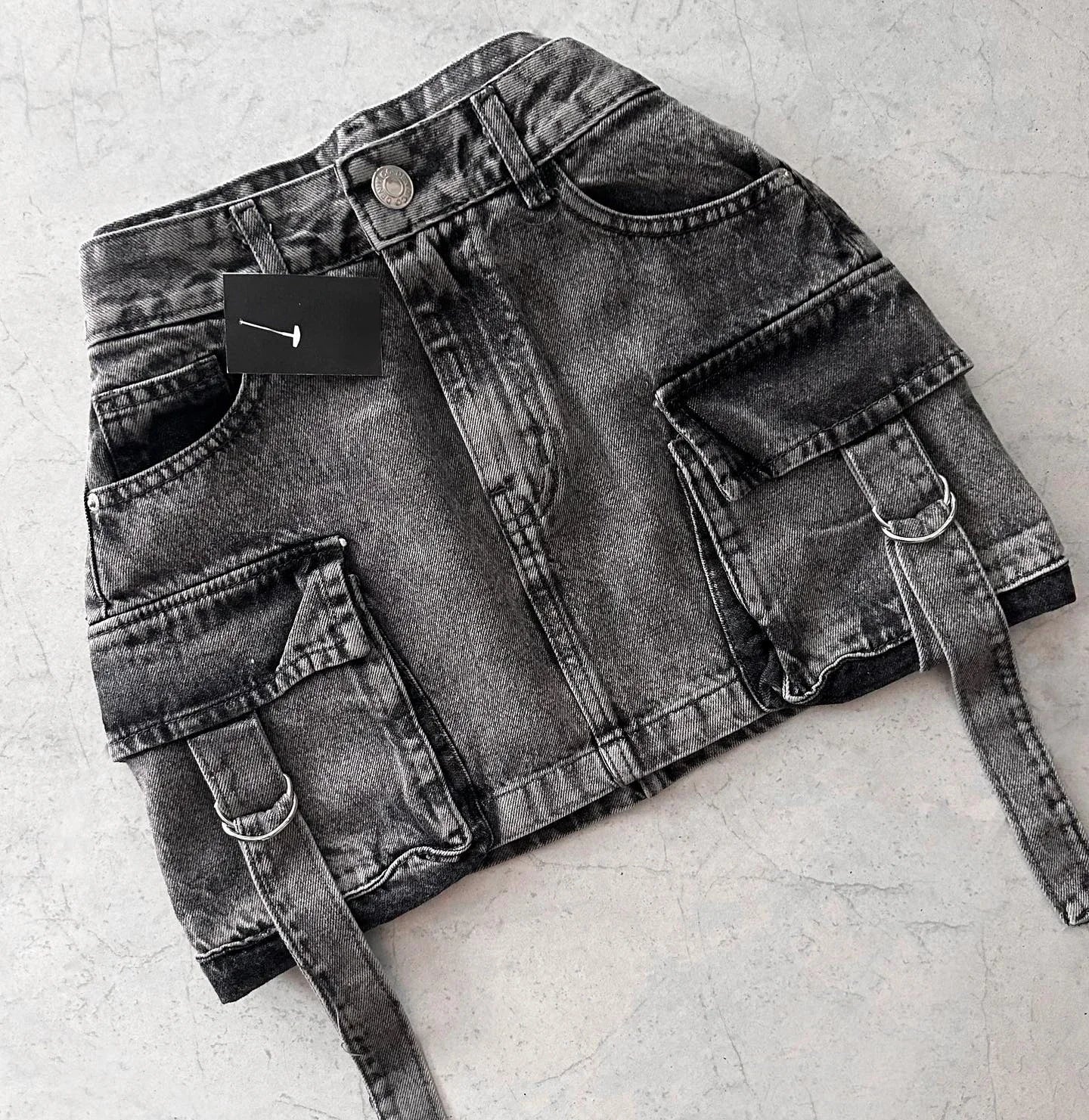 Harajuku Vintage Gothic Y2K New Fashion Skirt Women Sexy Hot Girl High Waist Slim Mini Skirt Multi Pocket Denim Skirt StreetWear Street King Limited