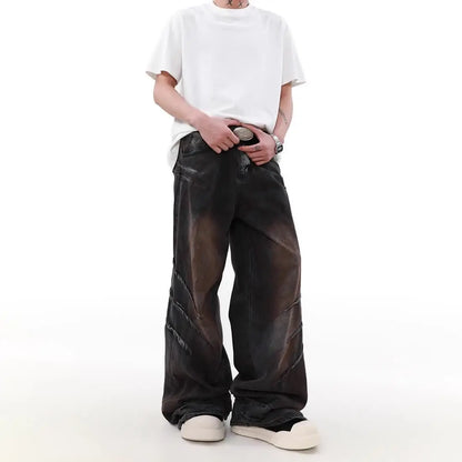 american high street scratch design men and women trendy retro straight leg jeans couple street loose wide leg casual pants y2k urban skinny jeans