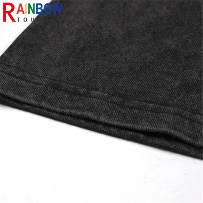 Rainbowtouches Summer T-shirts Oversized Men Fashion Acid Wash T-Shirt Loose Hip Hop High Street Style Unisex Quality Clothing Street King Limited