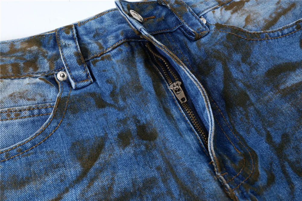 vintage ripped straight jeans blue distressed baggy jeans trousers streetwear luxury loose casual denim pants male y2k hombre unique jeans style 5125
