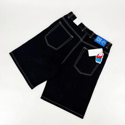 big boy embroidery graphic pants retro hiphop cartoon streetwear denim shorts y2k baggy jorts harajuku gym basketball shorts men unique jeans style 876