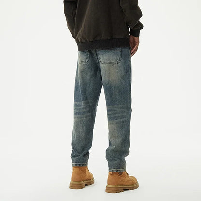 men streetwear fashion loose casual plus size denim harem jeans pant cityboy retro splice pocket cargo jeans trousers 40 38 multi-pocket cargos