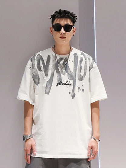 2024 New American Letter Print T-shirt Men's Summer Short Sleeve Cotton Oversize Tee Shirts Hip Hop Fashion Y2K Breathable Tops Street King Limited