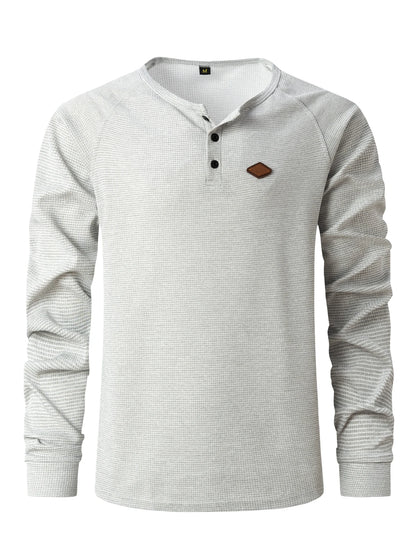 Streetwear New Vintage Waffle Mens Henry Shirt With Button Down Crew Neck And Lon 2024 New Vintage Waffle Mens Henry Shirt With Button Down Crew Neck And Long Sleeves Fashion Sweater Jacket With Graphic Design For Men
