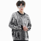 Men Hip Hop Sweaters  Harajuku Trendy Casual Long Sleeve Tops Vintage Jacquard Pullover Sweater High Street Neutral Style Autumn Street King Limited