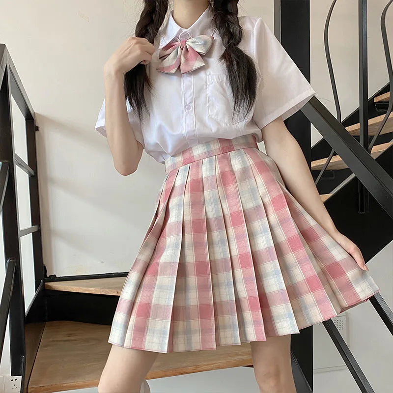 Jk Uniforms Gyaru School Uniform for Girl Student Pleated Skirt Uniform Set Women Short Sleeve Bow Tie Seifuku Japanese Style Street King Limited