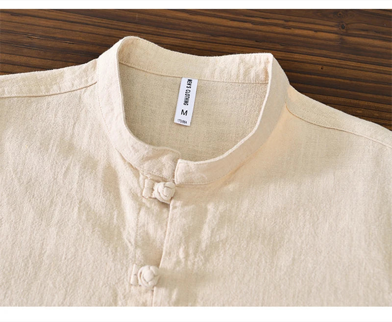 Men's Shirt Vintage Cotton Linen Long Sleeve Shirt Spring Summer Autumn Loose Fashion Casual Blouse Male Plus Size Cardigan Top Street King Limited