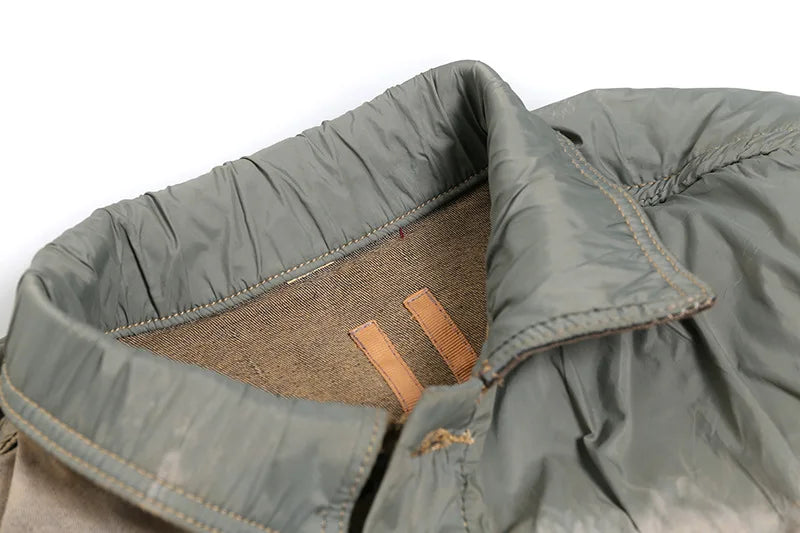 new 2023 gentleman men rick patchworked waxed deconstructed denim heavy baseball coats jackets abstract digital coat warm 719 vintage washed jeans