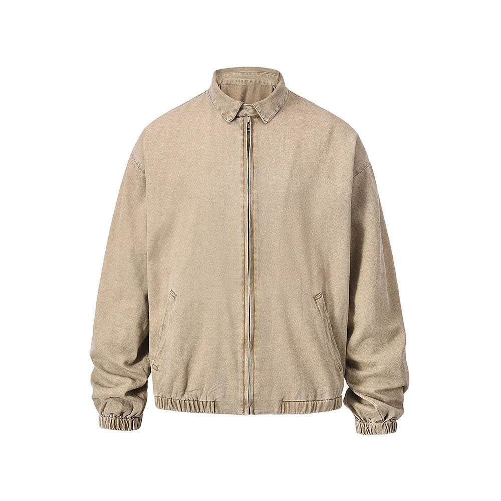 high street solid stand washed autumn jacket for men and women windbreaker baggy casual outwear coat oversized loose clothes 1 menswear bottoms