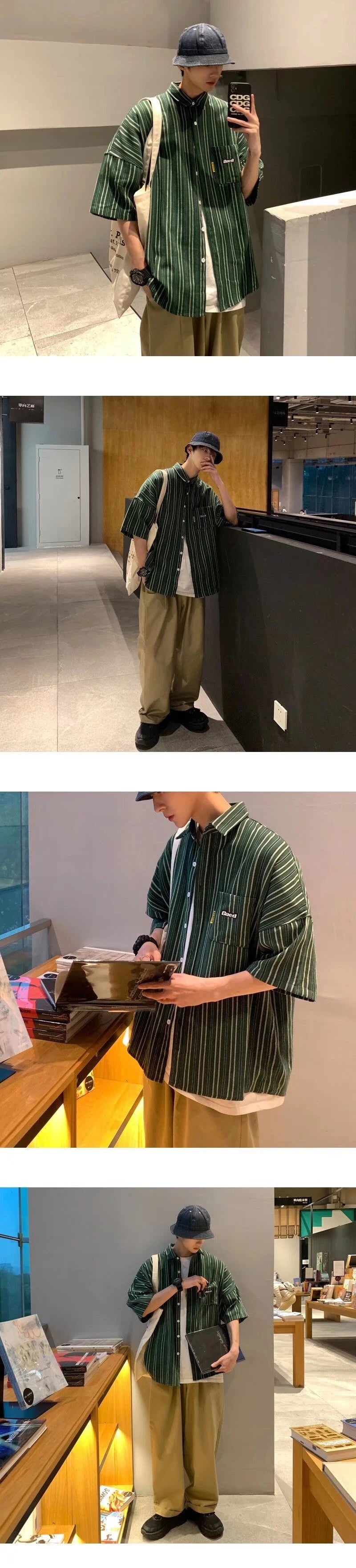 Streetwear Summer Mens Vintage Striped Shirts Letter Print Short Sleeve Casual T 2024 Summer Mens Vintage Striped Shirts Letter Print Short Sleeve Casual T Shirt Clothing Y2K Streetwear Loose Social Camisas Fashion Sweater Jacket With Graphic Design For Men