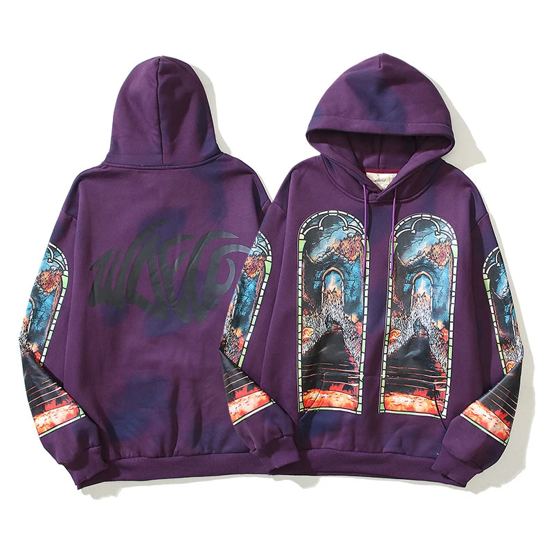High Street Oil Painted Pullover Fleece Hooded Hoodies for Men and Women Cotton Ropa Hombre Loose Sweatshirts Baggy Sudadera Street King Limited