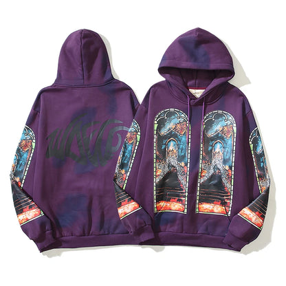 High Street Oil Painted Pullover Fleece Hooded Hoodies for Men and Women Cotton Ropa Hombre Loose Sweatshirts Baggy Sudadera Street King Limited