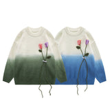 "Two Flowers" Unisex Men Women Streetwear Graphic Sweater Daulet Apparel