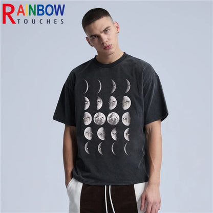 Rainbowtouches 2022 Brand Men's T-Shirt High Street Tidal Current Pink Skull Print Mens Anime Harajuku Creative Hip Pop T-Shirt Street King Limited