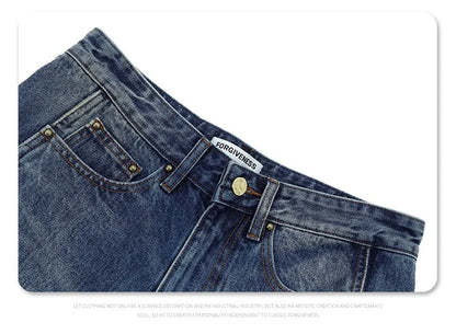 2024 autumn and winter new wave pants wash do old outline jeans unique jeans style 4803