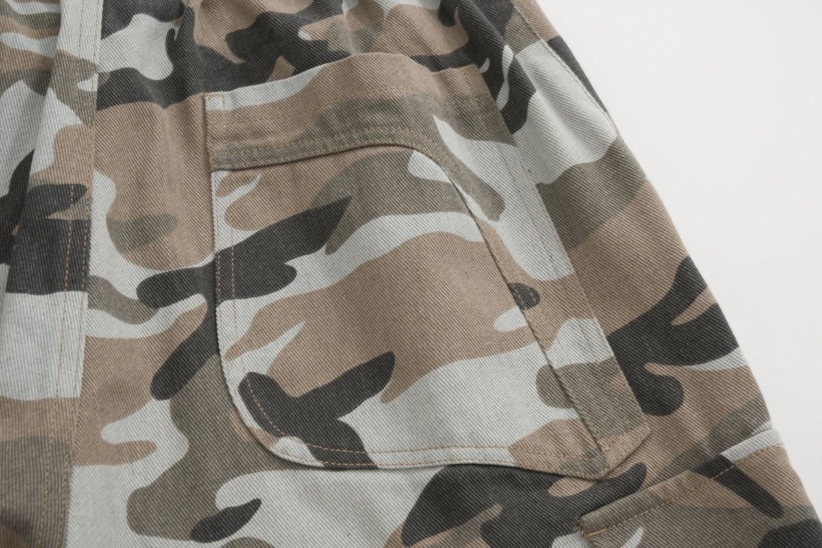 streetwear side pockets camouflage baggy cargo pants men and women straight patchwork casual jeans loose oversize denim trousers unique cargo style 2890