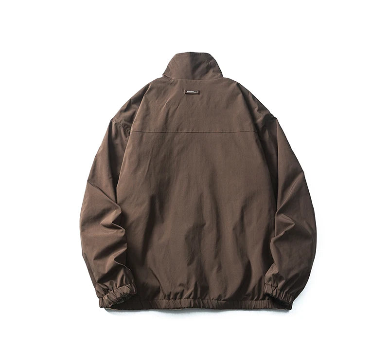 double side wearable coach jacket men streetwear fashion cleanfit splice plaid loose casual outdoor cargo jacket boyfriend coat unique cargo style 819